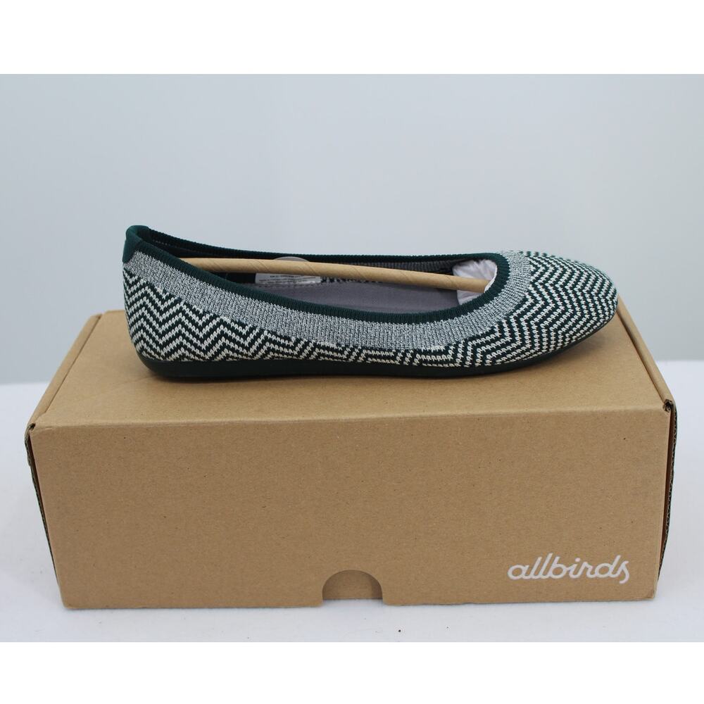 allbirds tree breezer knit mesh ballet flats womens 5 Green Print NEW